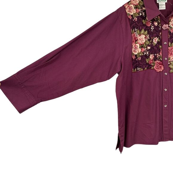 QUACKER FACTORY 3X Vintage Rose Floral Rhinestone Embellished western Shirt - Picture 9 of 14